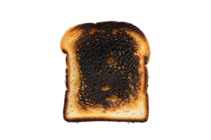 AI generated Slice of bread heavily burnt isolated on transparent background, png