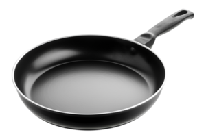 AI generated A clean black non-stick frying pan isolated on transparent background, png