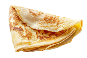 AI generated French crepe folded into a triangle shape isolated on transparent background, png