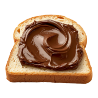 AI generated A piece of white bread topped with a thick layer of chocolate spread isolated on transparent background, png