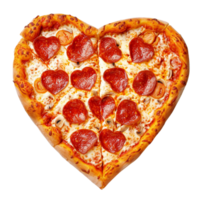 AI generated Pizza in the shape of a heart isolated on transparent background, png