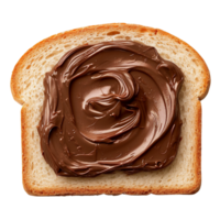 AI generated A piece of white bread with chocolate spread on it isolated on transparent background, png