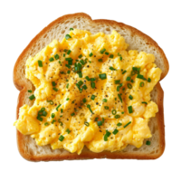 AI generated A slice of bread topped with scrambled eggs isolated on transparent background, png
