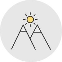 Mountains Line Filled Light Circle Icon vector