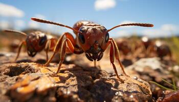 AI generated Insects in nature, close up small, working together generated by AI photo