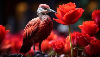 AI generated Close up of a vibrant, multi colored bird perching generated by AI photo