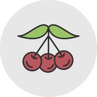 Tart Cherries Line Filled Light Circle Icon vector