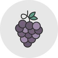 Zinfandel Grapes Line Filled Light Circle Icon vector