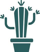 cactus glifo degradado verde icono vector