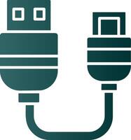 USB glifo degradado verde icono vector