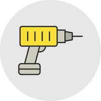 Hammer Drill Line Filled Light Circle Icon vector