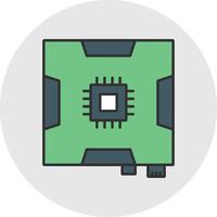 Motherboard Line Filled Light Circle Icon vector