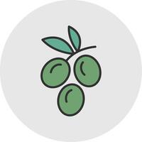 aceituna línea lleno ligero circulo icono vector