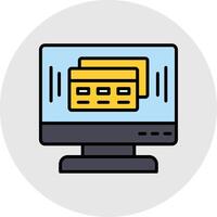 Online Payment Line Filled Light Circle Icon vector