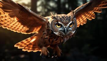 AI generated Bird of prey soaring through the tranquil forest generated by AI photo