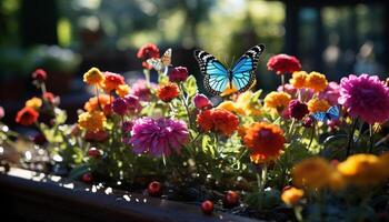 ai generado vibrante de colores flores floración en el verano prado generado por ai foto