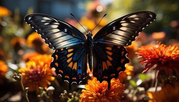 AI generated Vibrant butterfly in nature, flying with elegance generated by AI photo