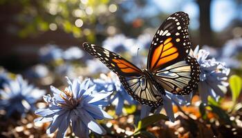 ai generado el vibrante mariposa bailes en el verano luz de sol generado por ai foto