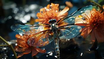 AI generated Vibrant butterfly in nature, flying with elegance generated by AI photo