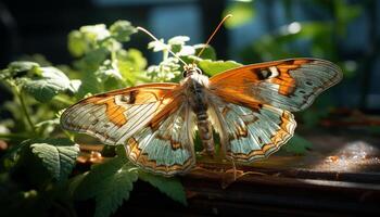 ai generado mariposa en naturaleza, vibrante colores, belleza en verano generado por ai foto