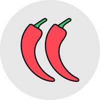 Chilli Line Filled Light Circle Icon vector