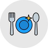 Crockery Line Filled Light Circle Icon vector