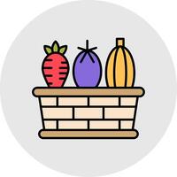 Vegetable Basket Line Filled Light Circle Icon vector