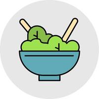 Salad Bowl Line Filled Light Circle Icon vector