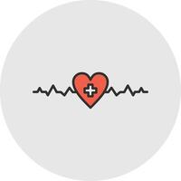 Heartbeat Line Filled Light Circle Icon vector