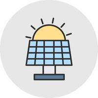 solar panel línea lleno ligero circulo icono vector