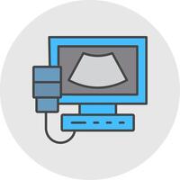 Ultrasound Line Filled Light Circle Icon vector