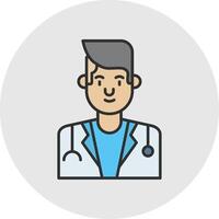 masculino médico línea lleno ligero circulo icono vector