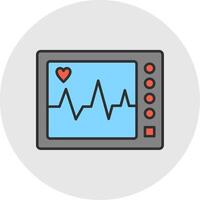 ECG Machine Line Filled Light Circle Icon vector