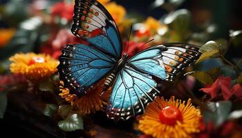 AI generated Multi colored butterfly in close up, beauty in nature generated by AI photo