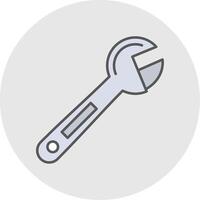 Adjustable Wrench Line Filled Light Circle Icon vector