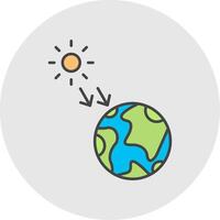 Solar Radiation Line Filled Light Circle Icon vector