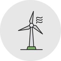 Wind Turbine Line Filled Light Circle Icon vector