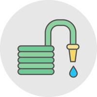 Garden Hose Line Filled Light Circle Icon vector