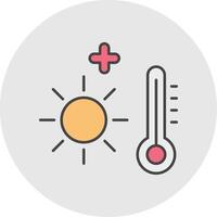 Heat Wave Line Filled Light Circle Icon vector