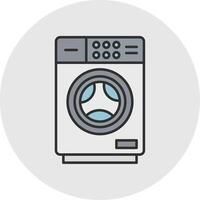 Lavado máquina línea lleno ligero circulo icono vector