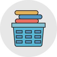 Laundry Basket Line Filled Light Circle Icon vector