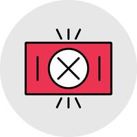 Red Card Line Filled Light Circle Icon vector