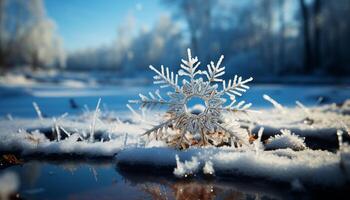 AI generated winter snow nature season, ice snowflake, frozen weather generated by AI photo