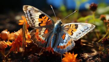 ai generado vibrante mariposa ala vitrinas naturaleza vistoso belleza generado por ai foto