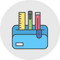Pencil Case Line Filled Light Circle Icon vector