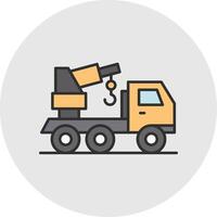 Crane Truck Line Filled Light Circle Icon vector