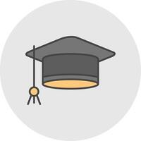 Mortarboard Line Filled Light Circle Icon vector