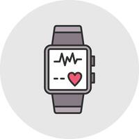 Smart Watch Line Filled Light Circle Icon vector