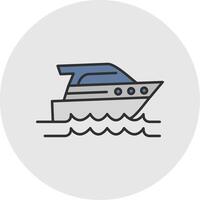 Speed Boat Line Filled Light Circle Icon vector