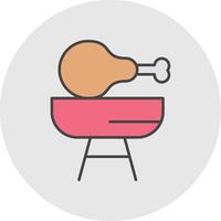Chicken Leg Line Filled Light Circle Icon vector